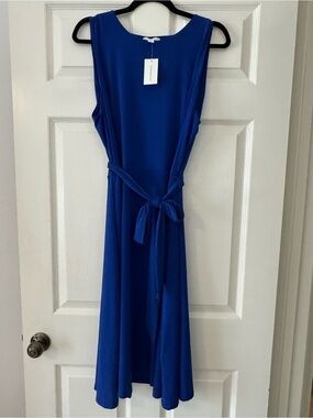 Charter Club Royal Blue Sleeveless Tie-Waist Midi Dress